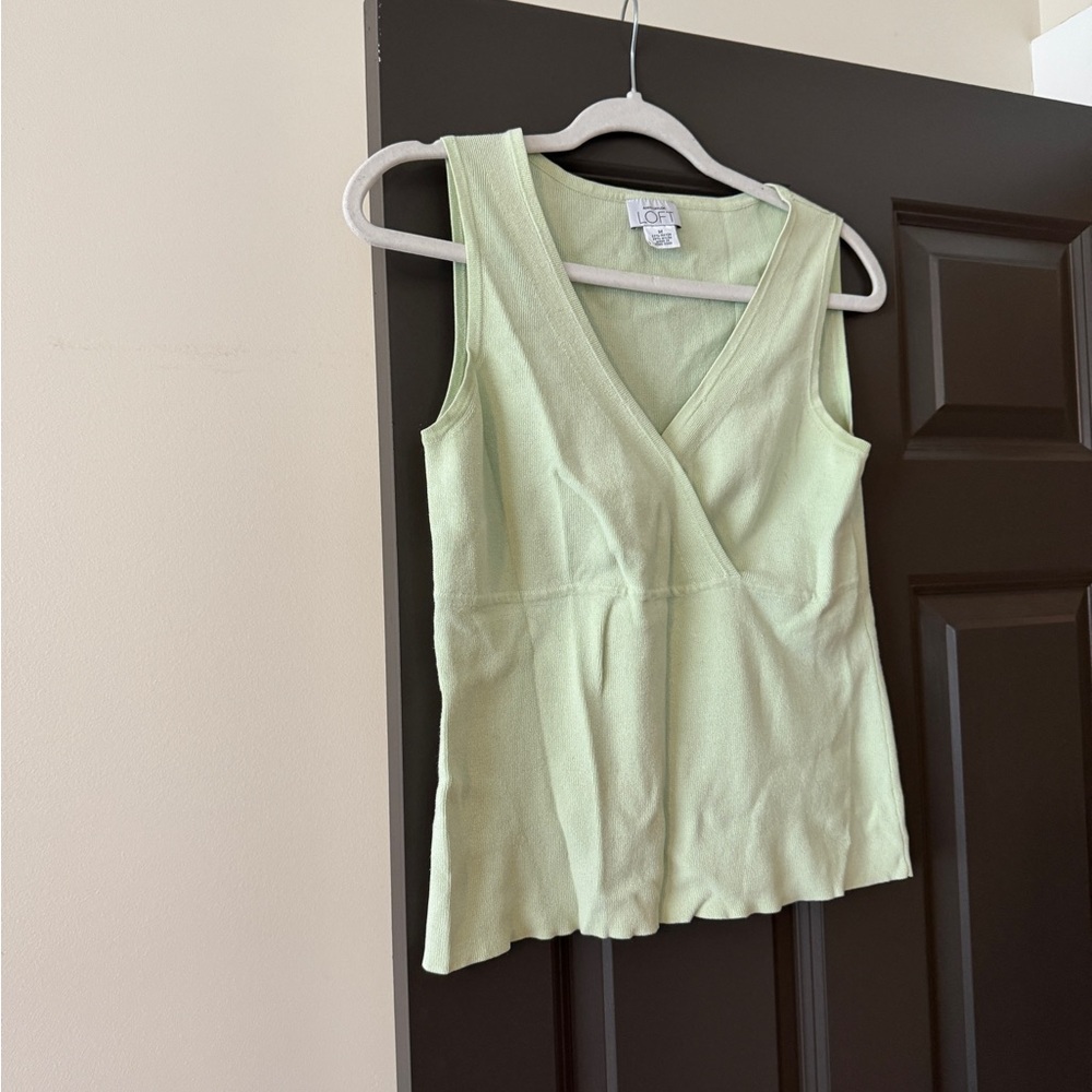 LOFT Mint Green Sleeveless V-Neck Top